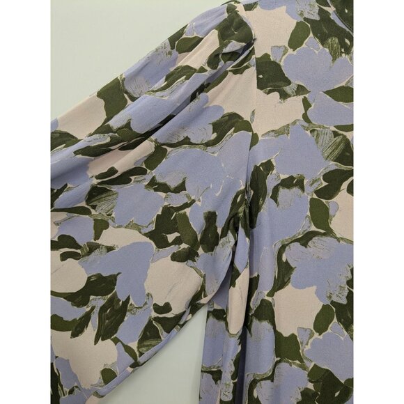 & Other Stories Floral Top Women Size 2 Balloon Sleeve Mock Neck Romantic Office - Picture 4 of 14